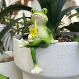 Garden Decor Frog Plant Pot Edge Hanging Ornament
