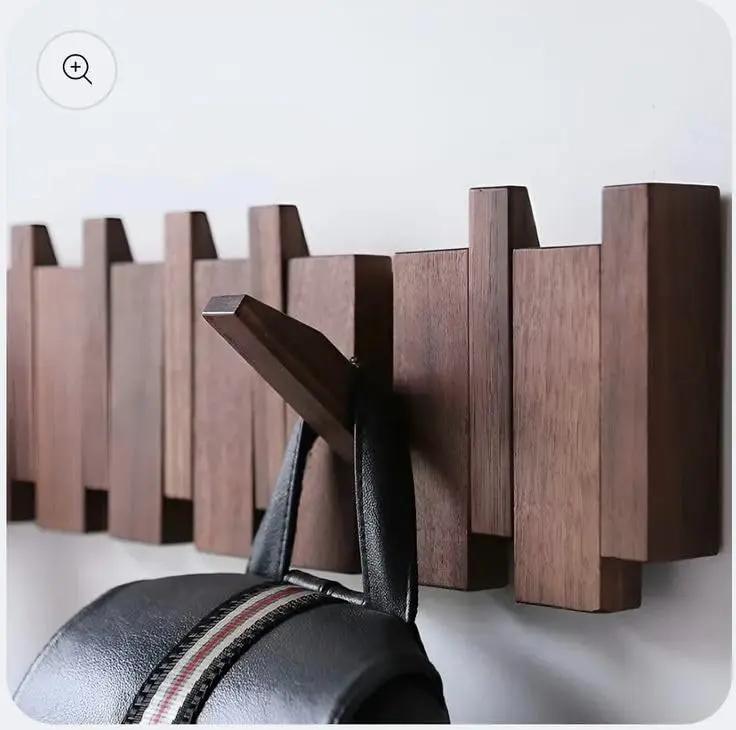 Designer Garderobe im Klavierstil – 8 klappbare Haken für stilvolle Flure – Platzsparende Wandgarderobe