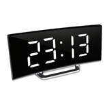 Digital LED Alarm Clock – Curved Mirror Display, Temperature & Auto-Dimming