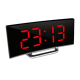 Digital LED Alarm Clock – Curved Mirror Display, Temperature & Auto-Dimming