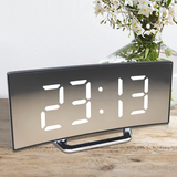 Digital LED Alarm Clock – Curved Mirror Display, Temperature & Auto-Dimming