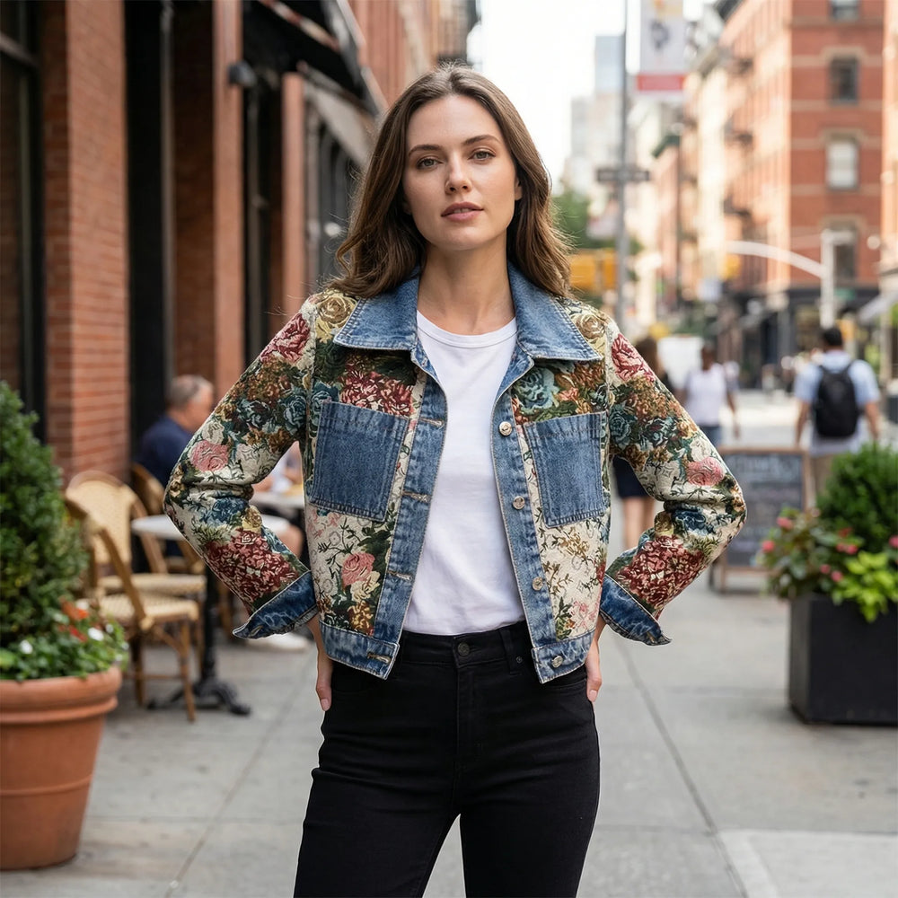 Cropped Women's Blazer with Print - Joelina