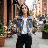 Cropped Women's Blazer with Print - Joelina