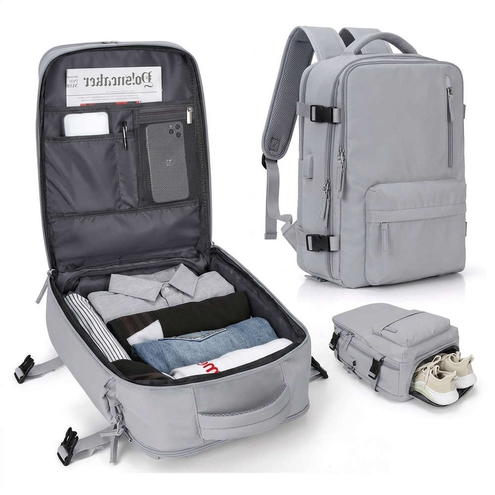 35 L Travel Backpack – USB Charging Port, Shoe Compartment & Carry-On Size