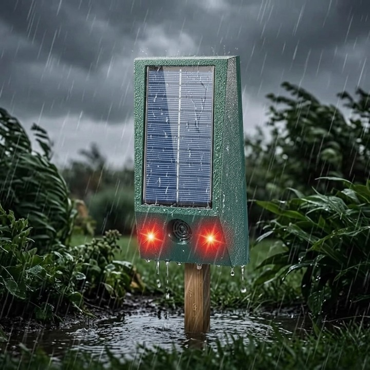 Solar-Tiervertreiber mit Ultraschall & LED-Blitz – Schutz bis 600 m², wetterfest