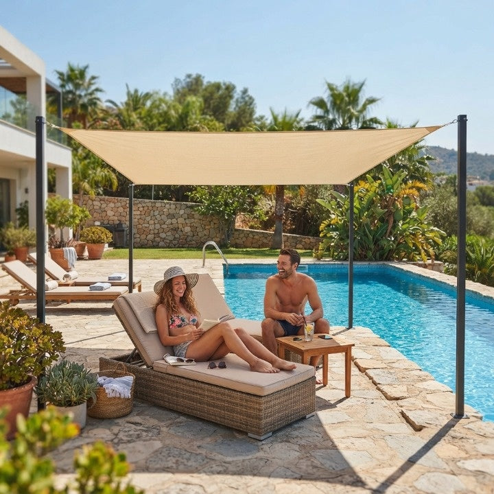 Rectangular Waterproof Sun Shade Sail – PU-Coated Polyester, UV Protection, 200×300 to 300×600cm