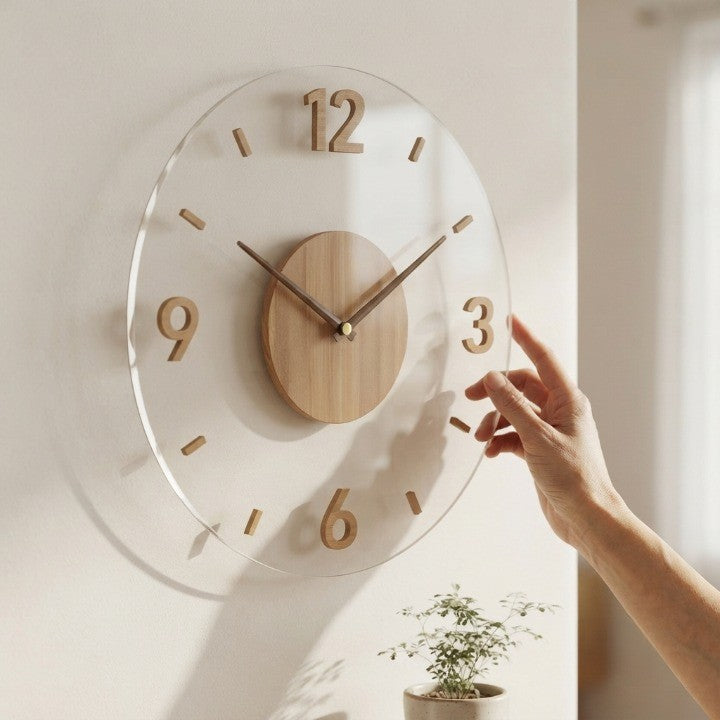 Stilvolle Lautlose Wanduhr aus Holz – Minimalistisches Design für Wohnzimmer, Schlafzimmer & Büros