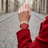 Women's Leather Watch – Genuine Strap, Roman Dial, 42mm & Splash-Proof