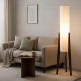 Scandinavian Floor Lamp 130 cm – Walnut Wood, Touch Dimmer & 3 Light Colors