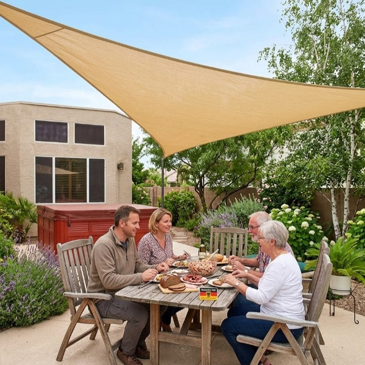 Enhanced Product Title: "Dreieckiges Sonnensegel – UV-Schutz & Wetterfeste Markise für Garten, Terrasse & Balkon" 

This optimized title includes relevant keywords while clearly describing the product's benefits and suitable locations for use.