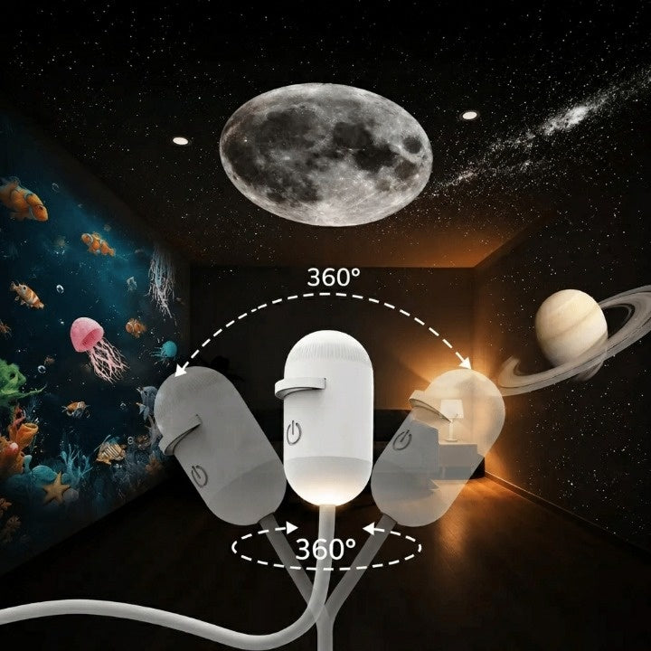 Galaxy Projector Night Light – 2-in-1 LED Starry Sky, USB, Flexible Gooseneck