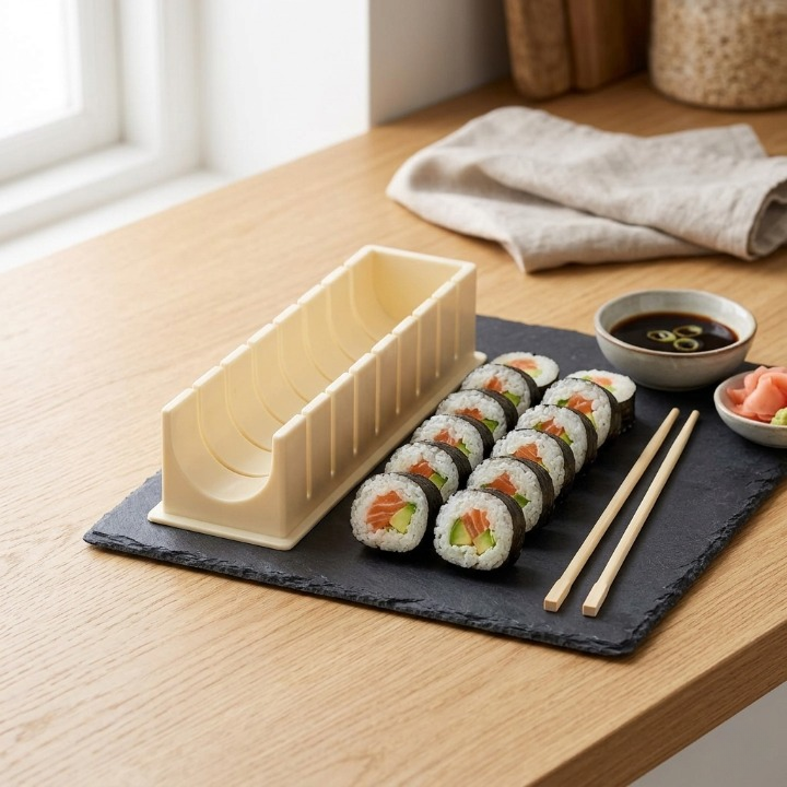 Optimized Product Title: "Sushi Rolling Kit - Perfectly Shaped Sushi Rolls Without the Need for Rolling Technique" 

This title includes relevant keywords for better visibility on Google Shopping while clearly conveying the product's benefits.