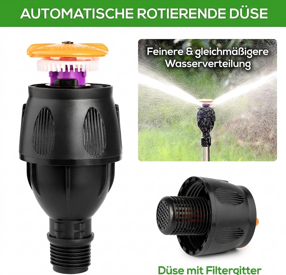 360° Lawn Sprinkler with Tripod – Stainless Steel, 12m Range & Adjustable Height