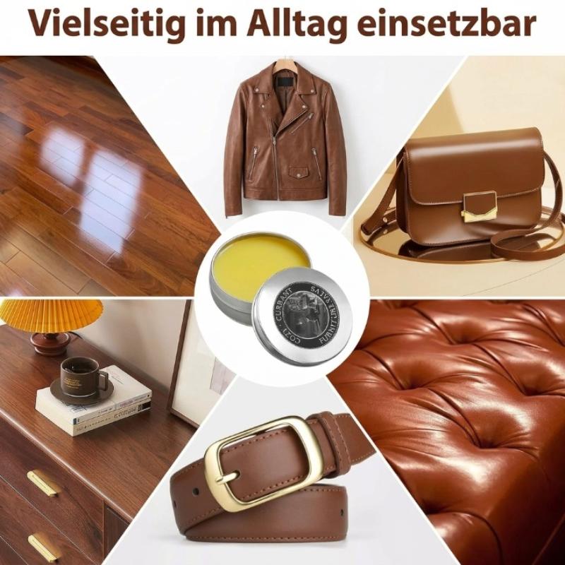 Leather Care Set – Colorless Conditioning Balm & Applicator Brush for Furniture, Shoes & Car Seats