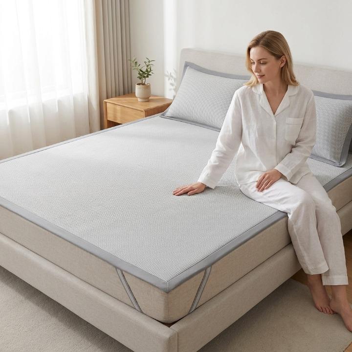 Cooling Mattress Protector Set – Ice Silk Fiber, Breathable & Machine Washable