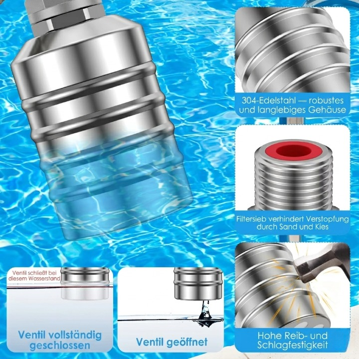 Optimized Product Title: **Automatisches Edelstahl-Schwimmerventil – Stromloses Wasserstandsregelventil für Pools und Teiche** 

This title includes relevant keywords and provides more context about the product's use, which can help improve visibility in