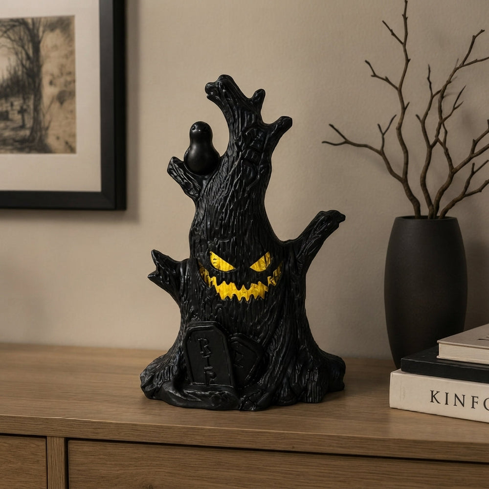 LED Spooky Halloween Tree Decoration with Pumpkin Face