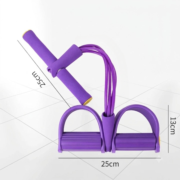 Full-Body Sit-Up Resistance Trainer – Foot Pedals, Elastic Bands & 4/6 Strand Levels