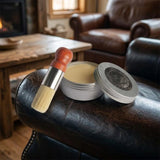 Leather Care Set – Colorless Conditioning Balm & Applicator Brush for Furniture, Shoes & Car Seats