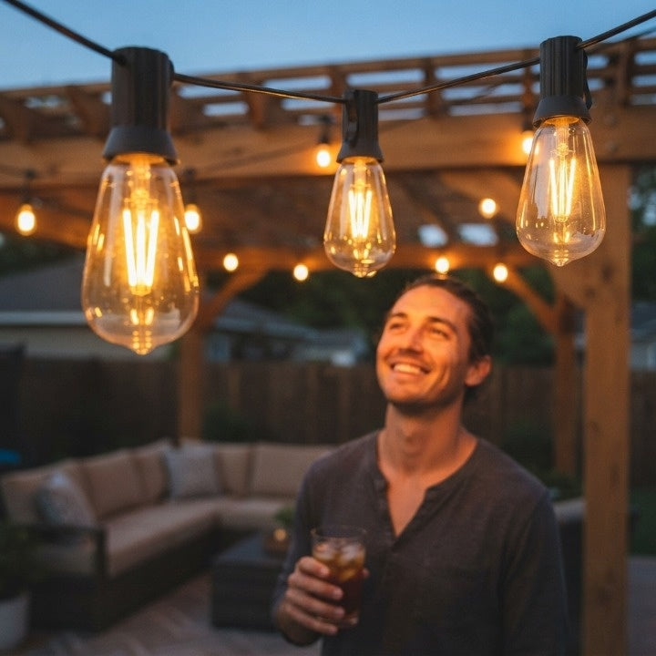 Outdoor LED String Lights – IP44 Waterproof, Edison Bulbs, 2200K Warm White, 15m & 30m
