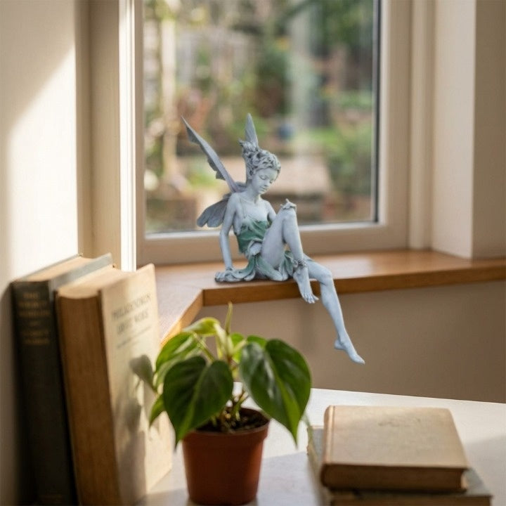 Sitting Fairy Garden Statue – Weatherproof Resin, 23 cm Tall & Detailed Design