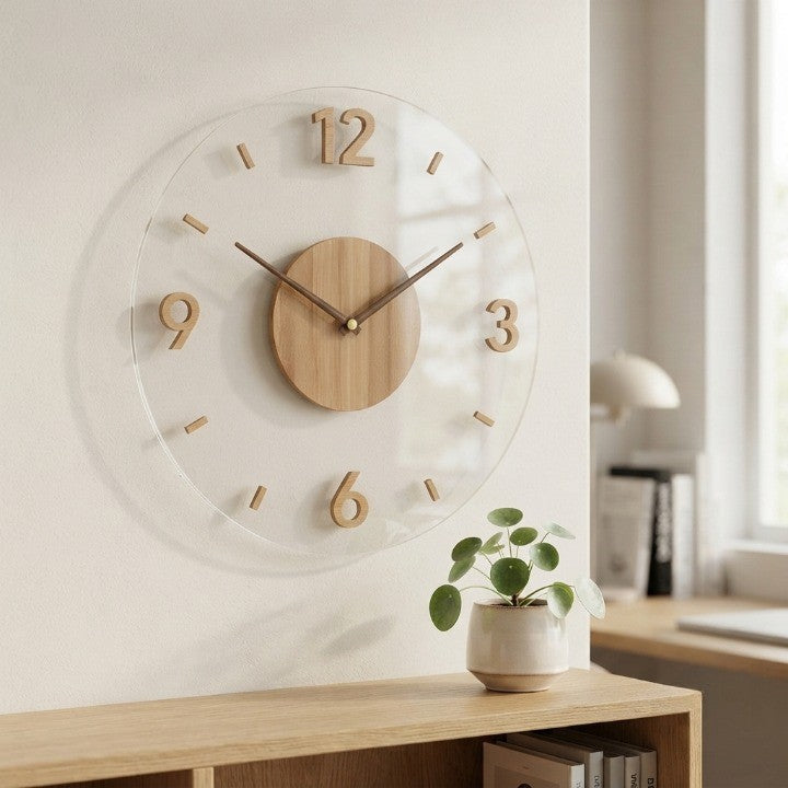Stilvolle Lautlose Wanduhr aus Holz – Minimalistisches Design für Wohnzimmer, Schlafzimmer & Büros