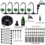 Garden Misting System 15m – 15 Copper Nozzles, Adjustable Flow & Tool-Free Setup