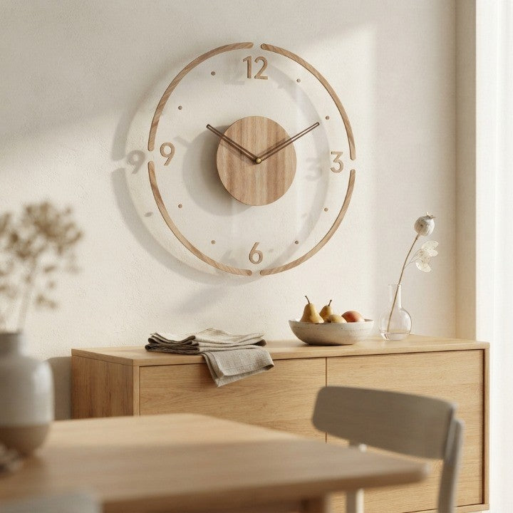 Stilvolle Lautlose Wanduhr aus Holz – Minimalistisches Design für Wohnzimmer, Schlafzimmer & Büros