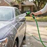 Expandable Garden Hose with 7-Function Spray Nozzle – 3x Stretch, Green & Standard Fittings