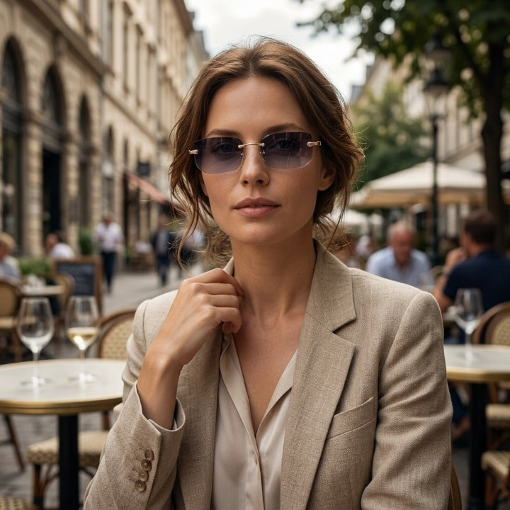Unisex Rimless Rectangular Sunglasses – UV400 Protection, Metal Alloy & Lightweight