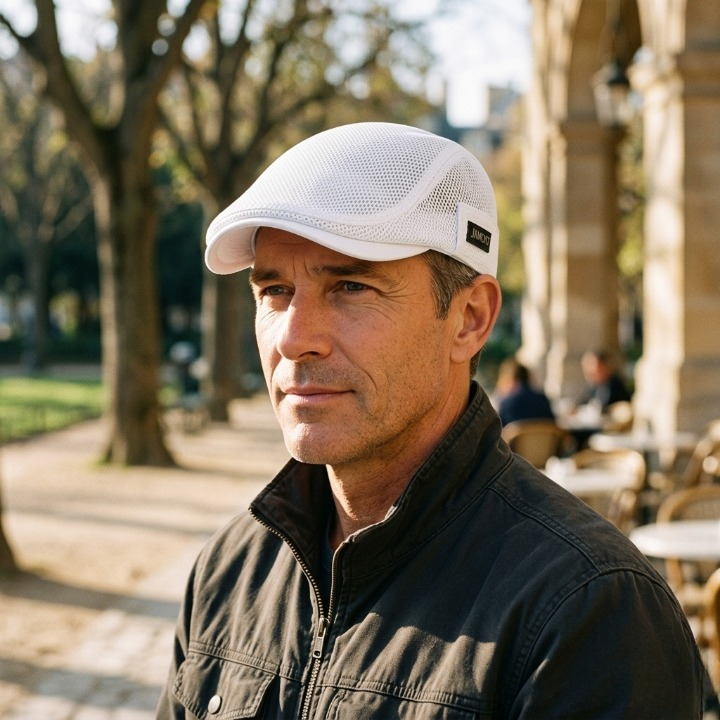 Men's Mesh Flat Cap – Breathable Cotton, Adjustable Fit & Ventilated Crown