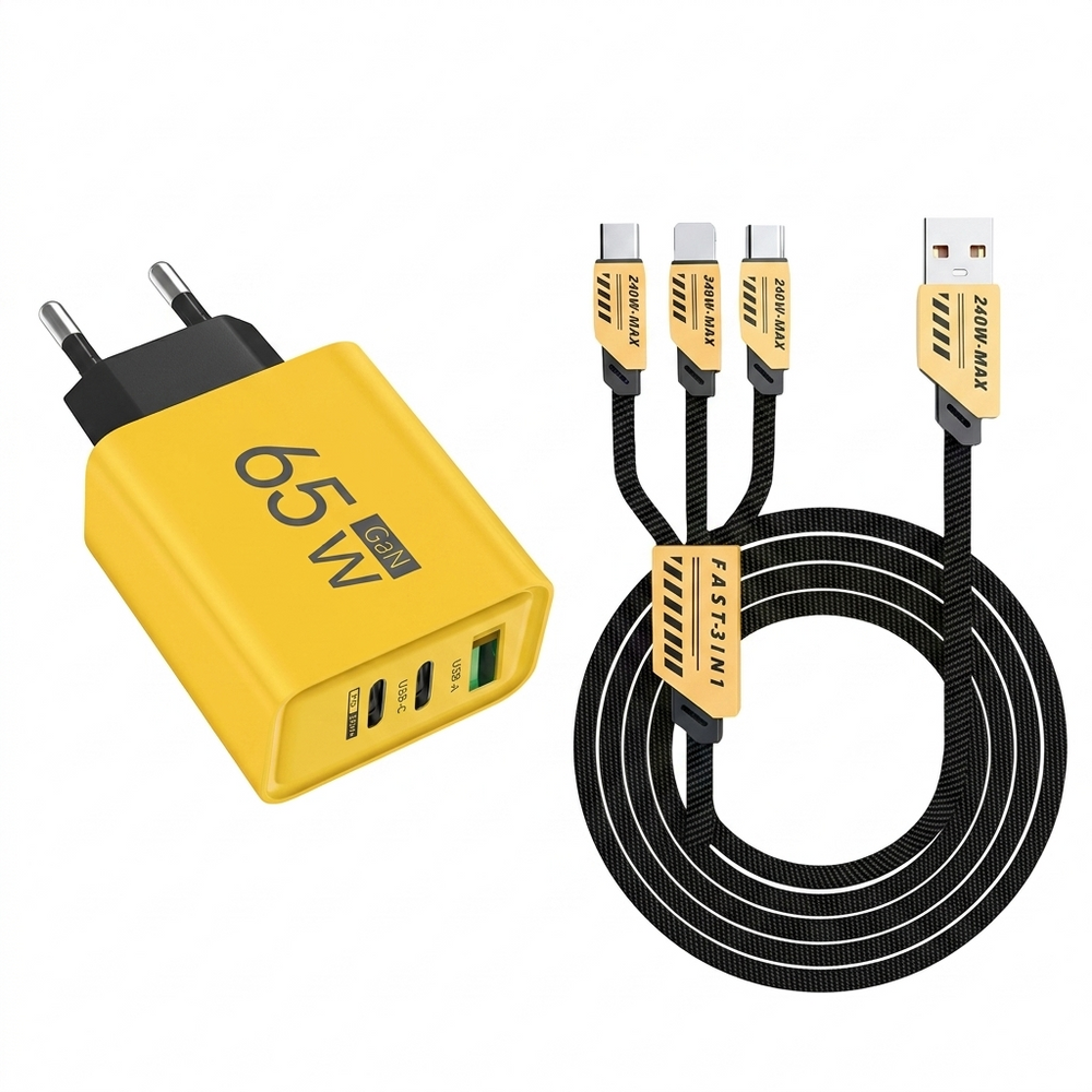 4-Port USB Fast Charger – 120W, 2× USB-C PD & 2× USB-A QC3.0, EU Plug
