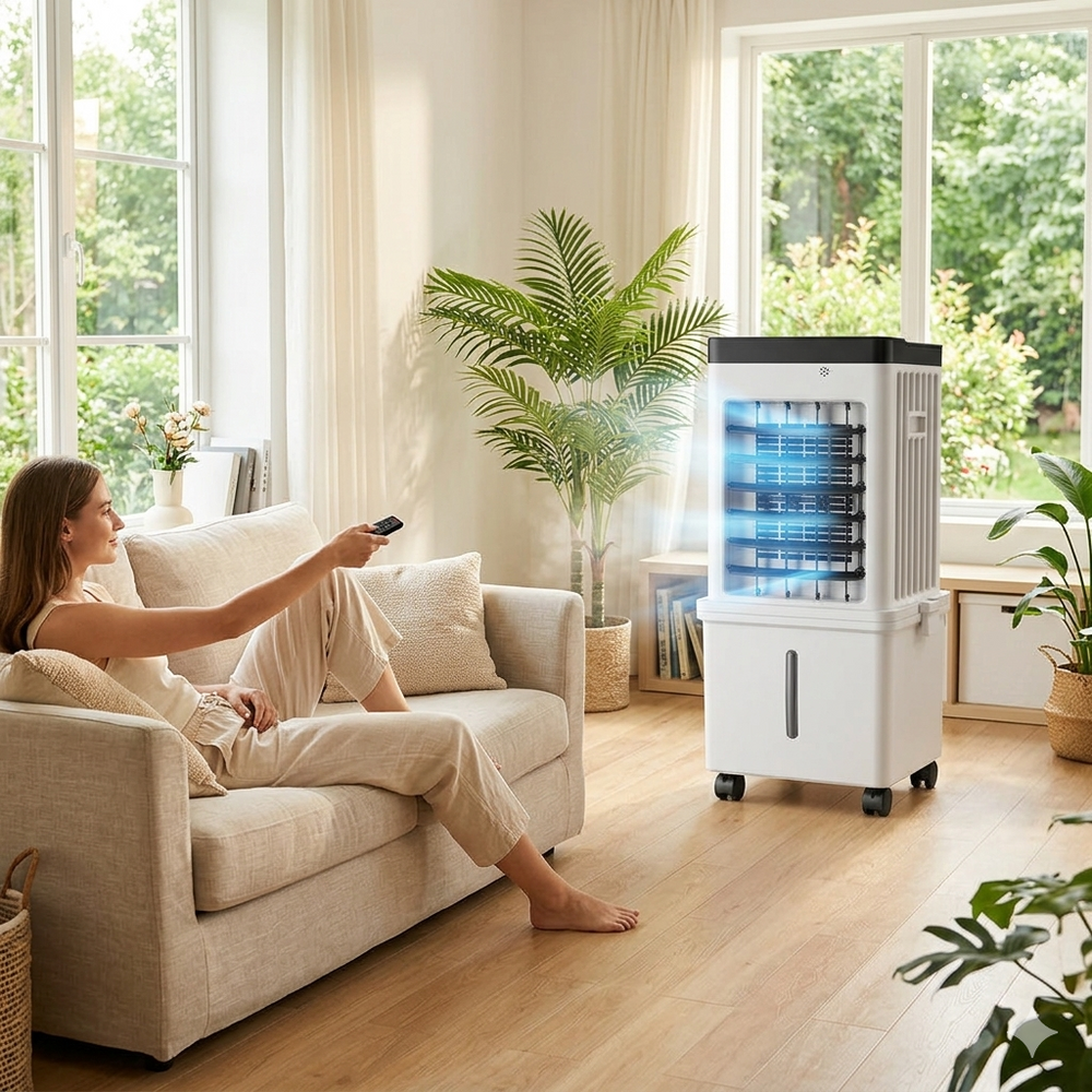3-in-1 Portable Air Cooler – 15L Ice Tank, Cooling Humidifier & Purifier with Remote Control