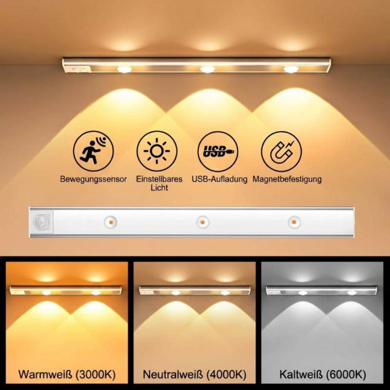 Wireless LED Cabinet Light – Motion Sensor, 3 Color Temperatures & Magnetic Mount, 20/40cm