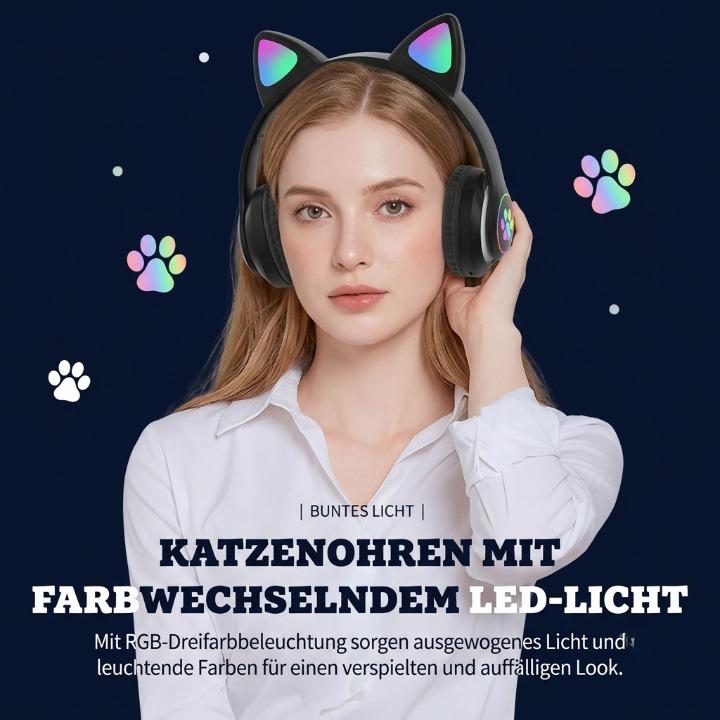 Cat Ear Wireless Gaming Headset – Bluetooth 5.0, RGB LED & Built-In Mic