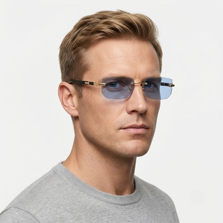 Unisex Rimless Rectangular Sunglasses – UV400 Protection, Metal Alloy & Lightweight