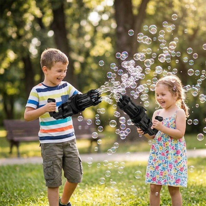 Automatic Bubble Gun Machine – ABS, Battery-Powered & Dip Tray Set