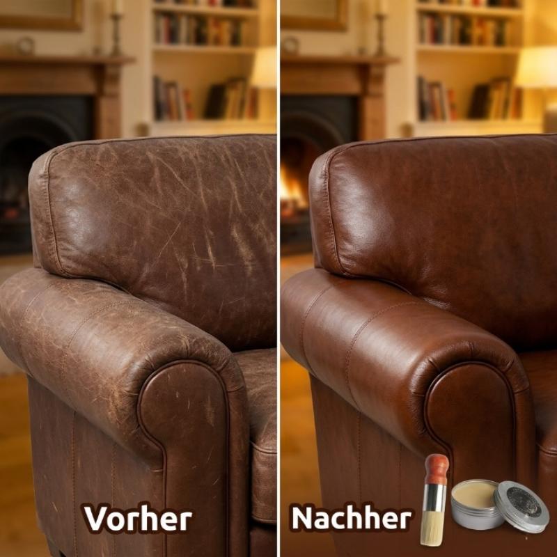 Leather Care Set – Colorless Conditioning Balm & Applicator Brush for Furniture, Shoes & Car Seats