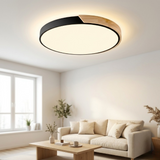 Round LED Ceiling Light – Scandinavian, Ø 23–30 cm & Warm White Wood Accent