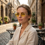 Unisex Rimless Rectangular Sunglasses – UV400 Protection, Metal Alloy & Lightweight