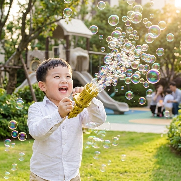 Automatic Bubble Gun Machine – ABS, Battery-Powered & Dip Tray Set
