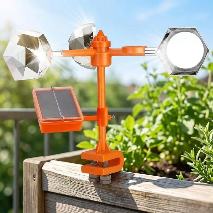 Solar Bird Deterrent – 360° Rotation, Reflective Mirrors & Ultrasonic Sound