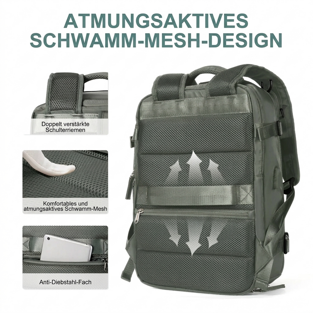 35 L Travel Backpack – USB Charging Port, Shoe Compartment & Carry-On Size