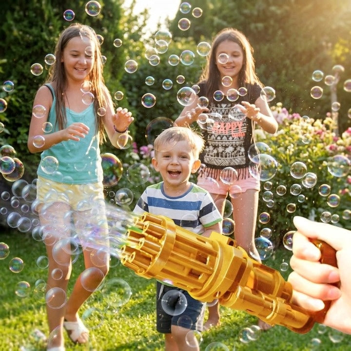 Automatic Bubble Gun Machine – ABS, Battery-Powered & Dip Tray Set