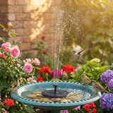 Solar Water Fountain – Wireless, 4 Nozzles, Ø 16 cm for Bird Bath & Pond