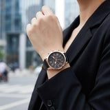 Women's Leather Watch – Genuine Strap, Roman Dial, 42mm & Splash-Proof