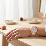 Women's Leather Watch – Genuine Strap, Roman Dial, 42mm & Splash-Proof