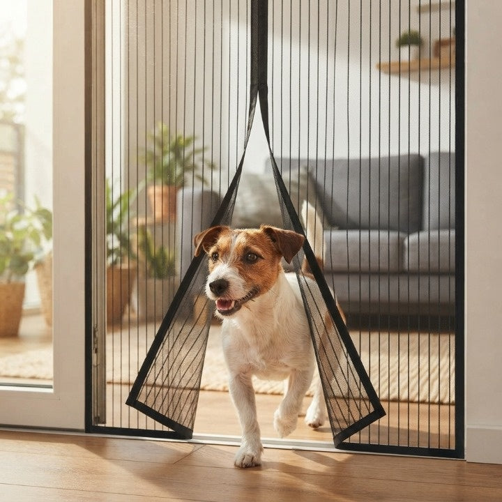 Magnetic Screen Door Curtain – Fine Mesh Gauze, Self-Closing, 90–120×210cm