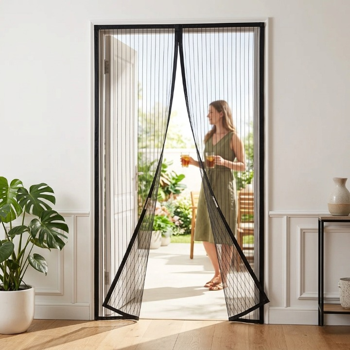 Magnetic Screen Door Curtain – Fine Mesh Gauze, Self-Closing, 90–120×210cm