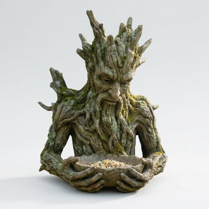 Tree Face Bird Feeder – Weatherproof Resin, Feeding Bowl & Trunk-Mount Sculpture